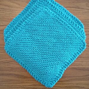 Handmade Blue Knitted Dishcloth